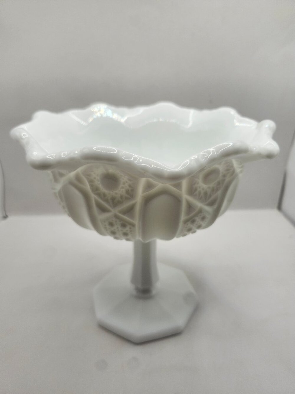 Vintage L.E. Smith Milk Glass Compote Bowl